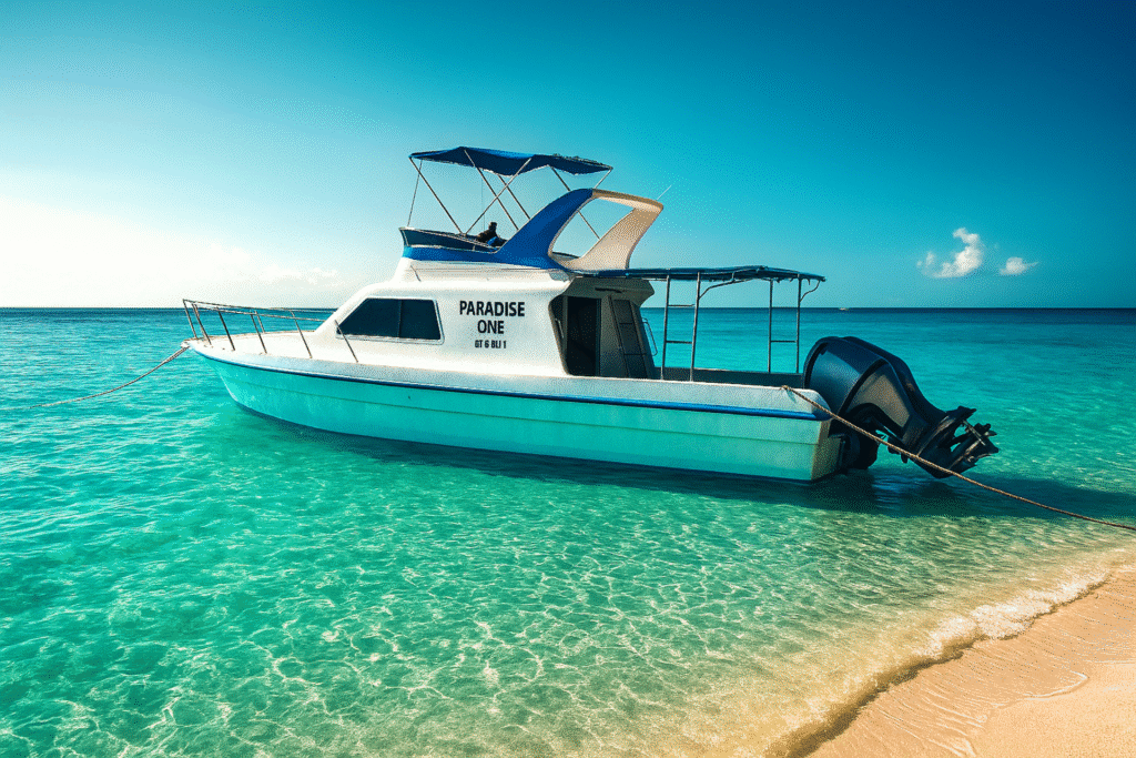 Our speed boat ready to take you on your journeys